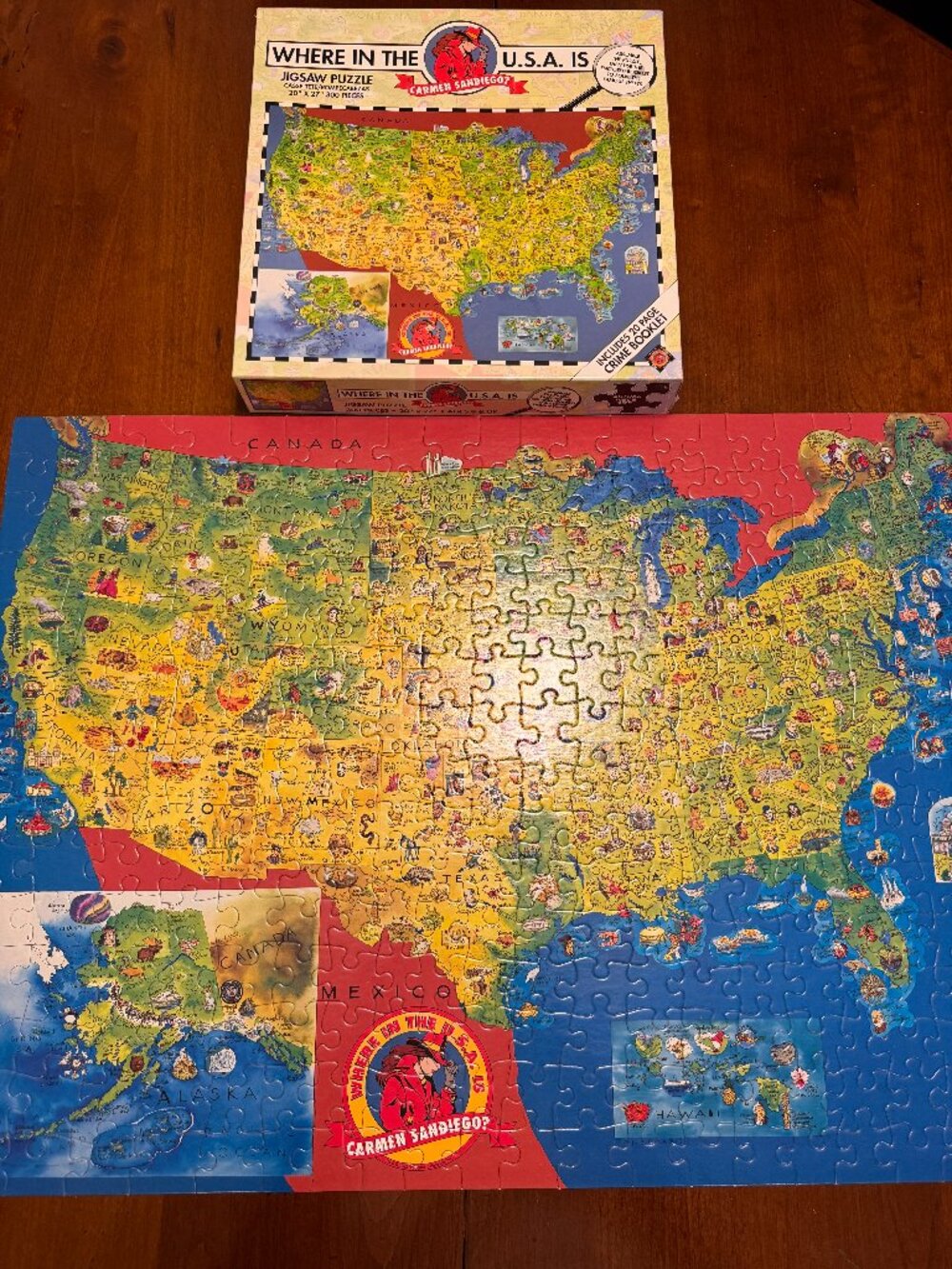 VINTAGE 1993 WHERE IN THE USA IS CARMEN SANDIEGO? 300 piece puzzle w/Booklet